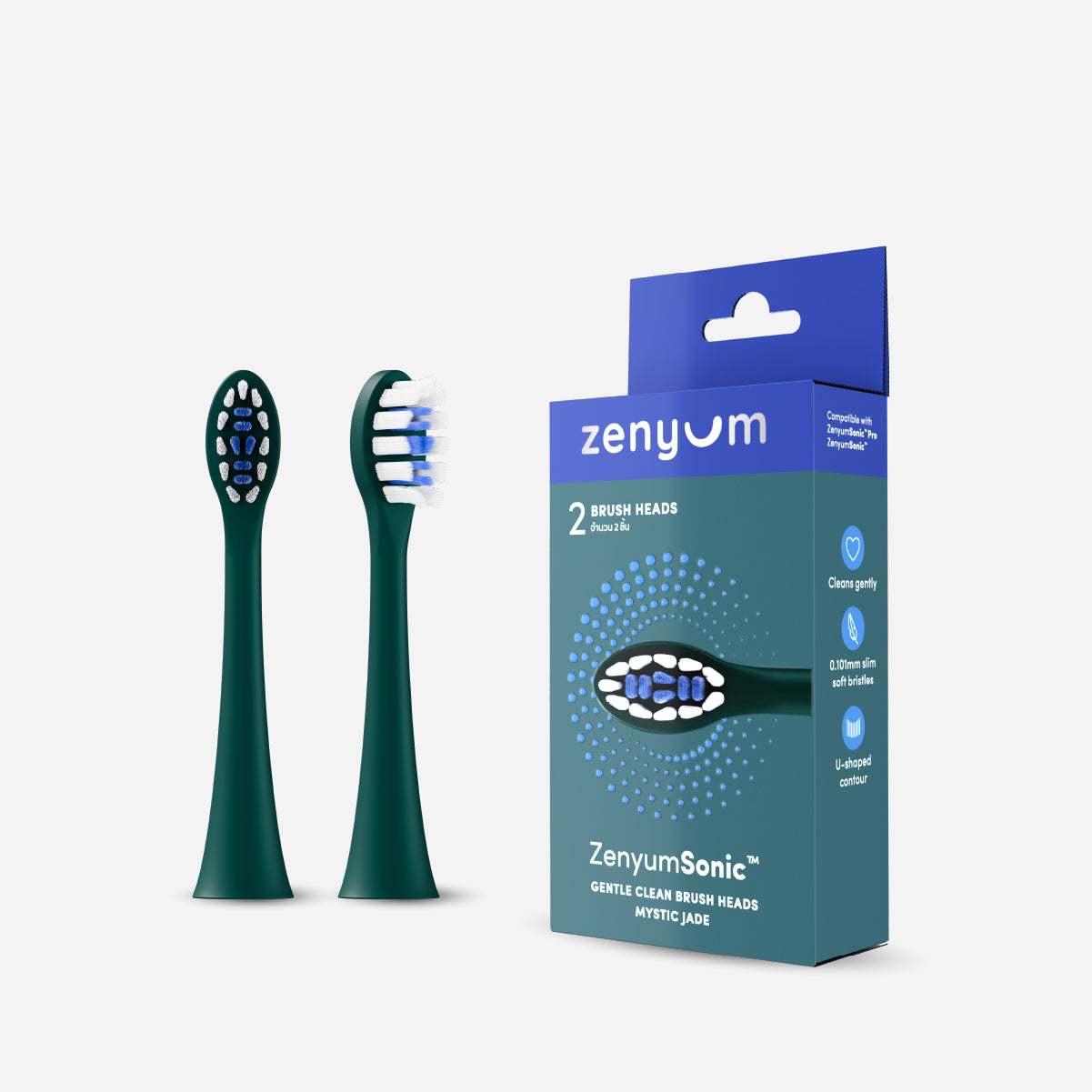ZenyumSonic™ Gentle Brush Head 2P - Mystic Jade - Zenyum Singapore