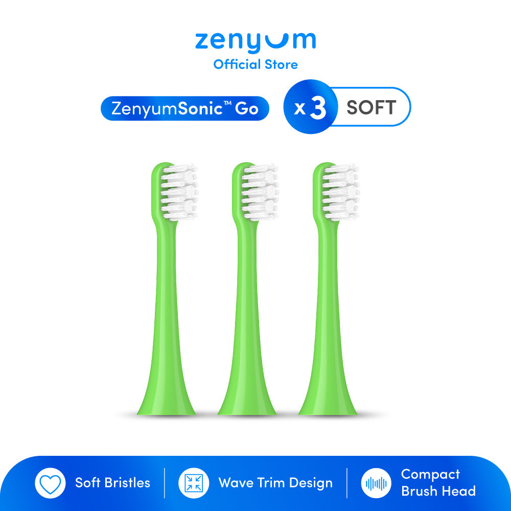 ZenyumSonic™ Go Brush Head 3-Pack (Yellow/Orange/Green/Blue)