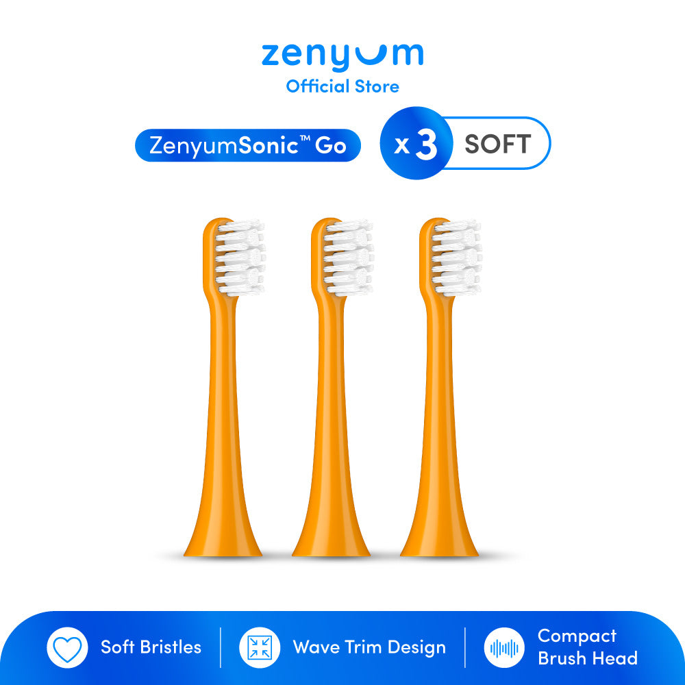 ZenyumSonic™ Go Brush Head 3-Pack (Yellow/Orange/Green/Blue)