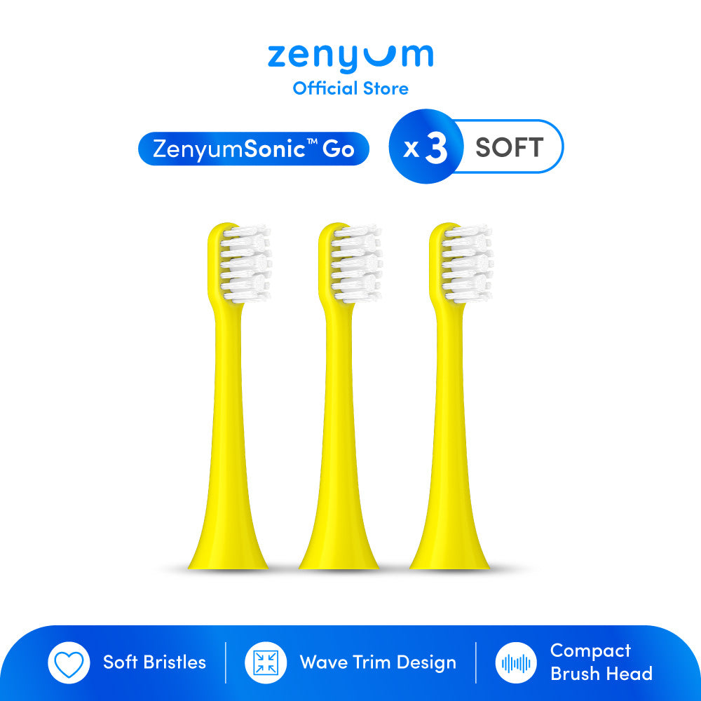 ZenyumSonic™ Go Brush Head 3-Pack (Yellow/Orange/Green/Blue)