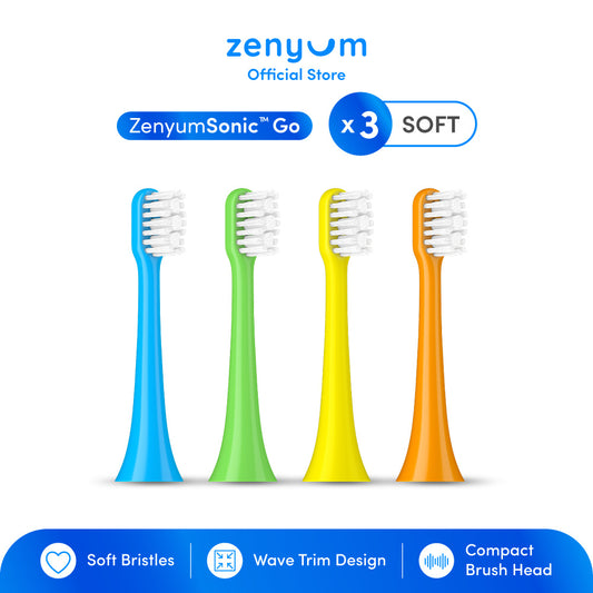 ZenyumSonic™ Go Brush Head 3-Pack (Yellow/Orange/Green/Blue)