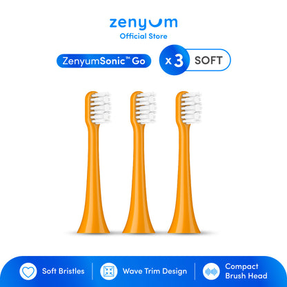 ZenyumSonic™ Go Brush Head 3-Pack (Yellow/Orange/Green/Blue)