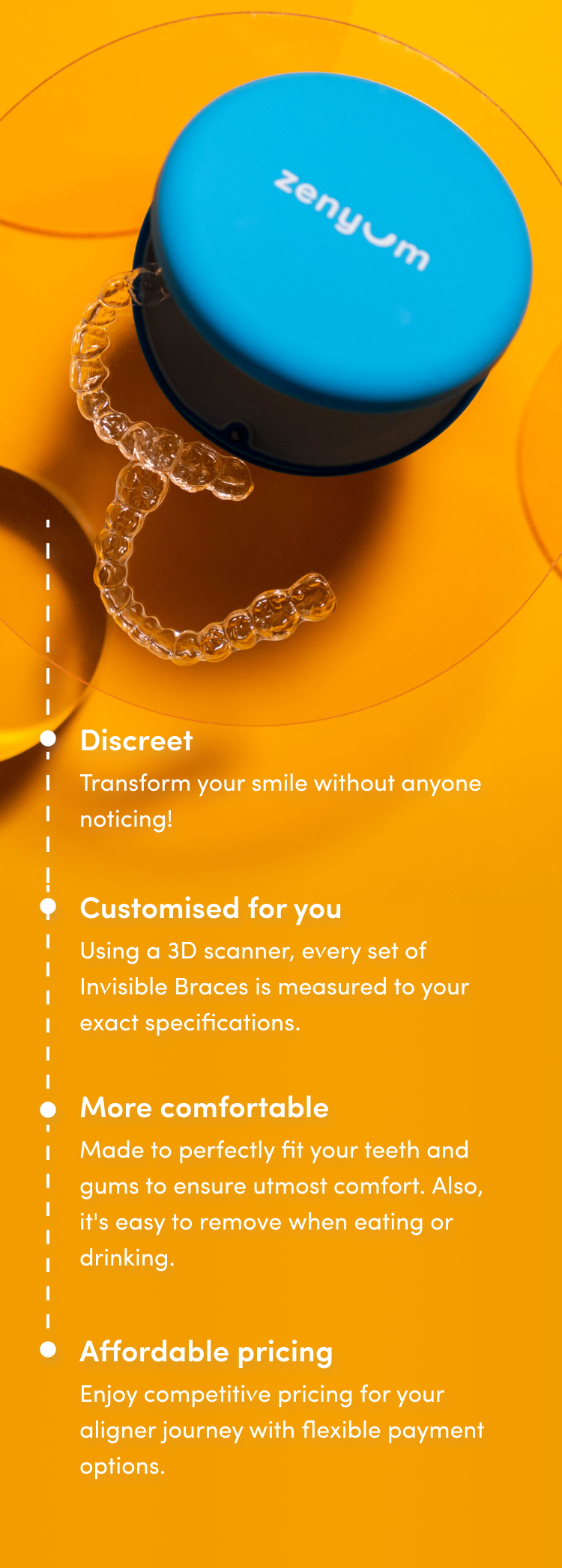 Blue Zenyum case with invisible braces and their benefits for teeth alignment